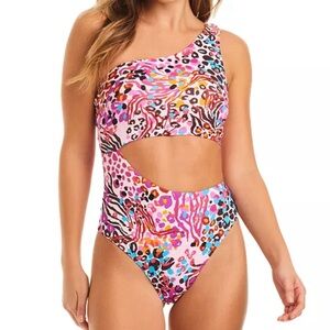 NWOT Vibrant One-Shoulder Cutout Swimsuit